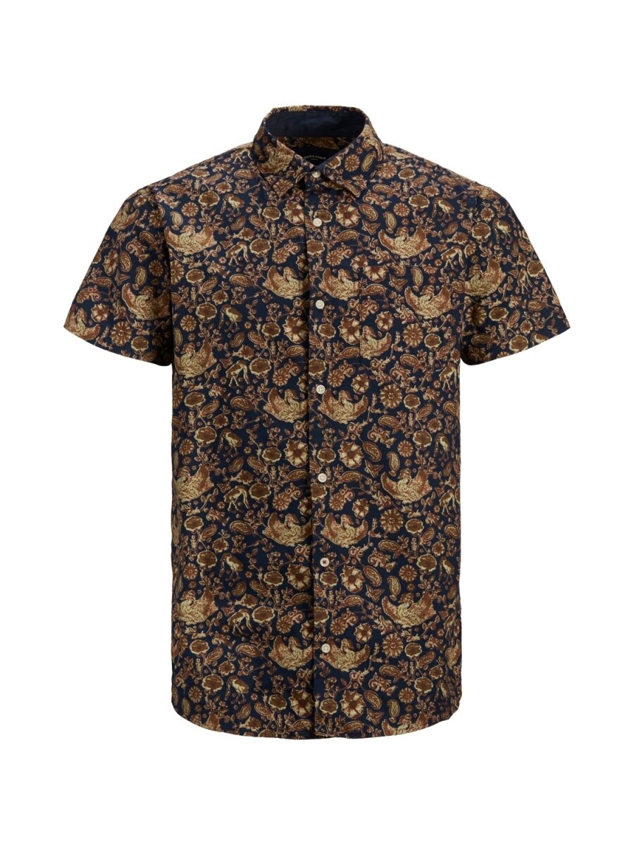 JPRKINGSFIELD PRINT SHIRT S/S Medium Blue Denim/JO