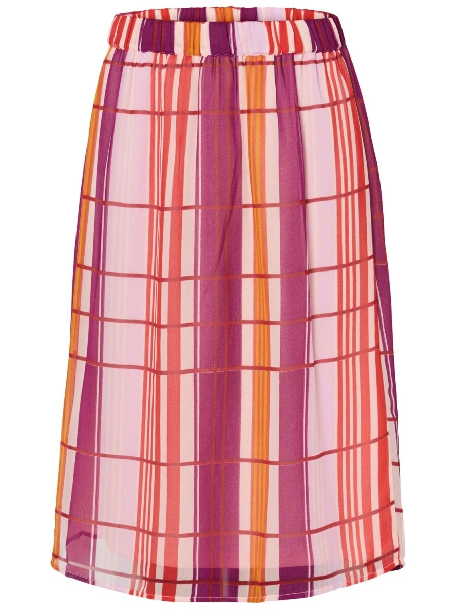 PCSIMONA HW MIDI SKIRT D2D Gloxinia-Check