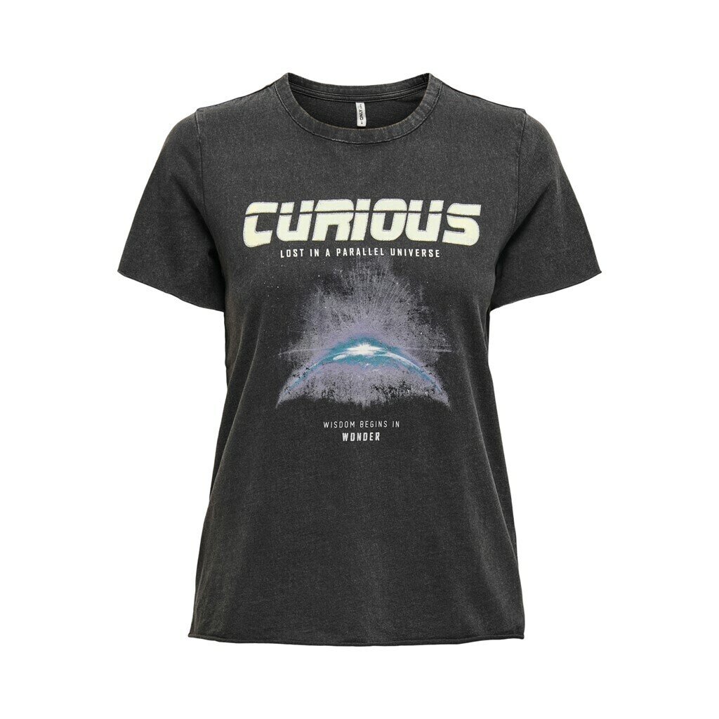 ONLLUCY LIFE REG S/S SPACE BOX TOP JRS Black/CURIOUS