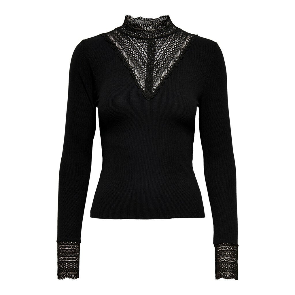 ONLTILDE L/S HIGH NECK LACE TOP JRS NOOS Black