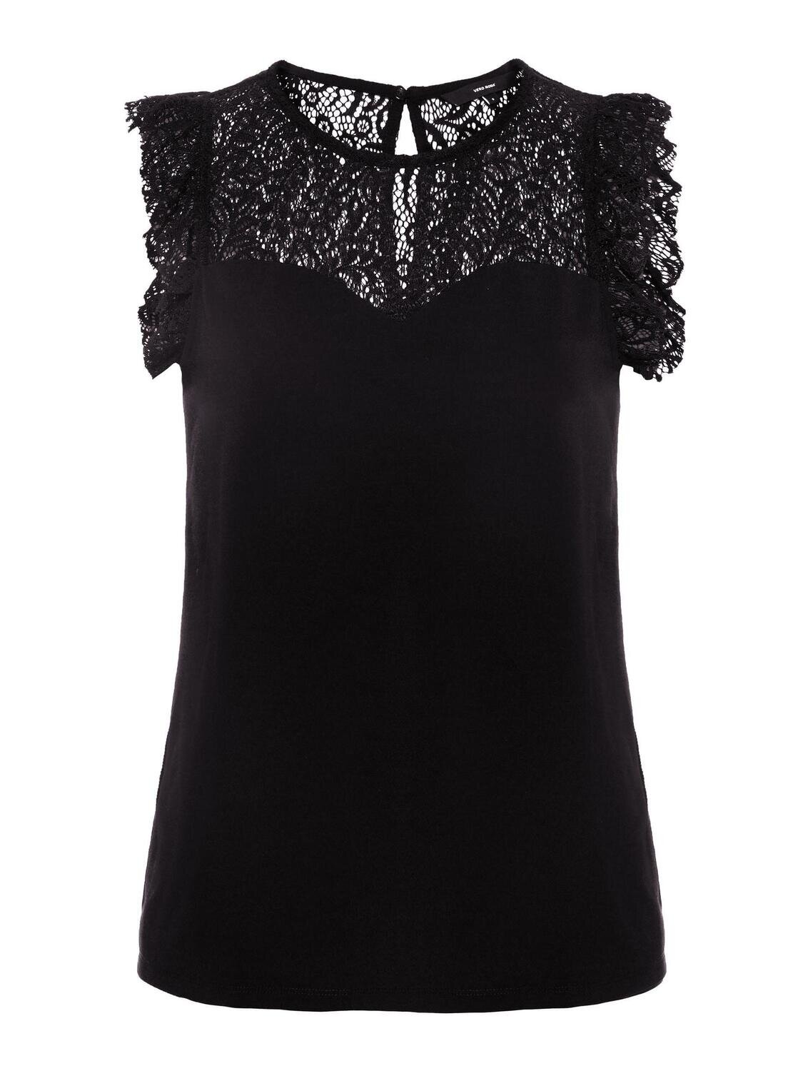 VMALBERTA SWEETHEART LACE S/L TOP NOOS Black