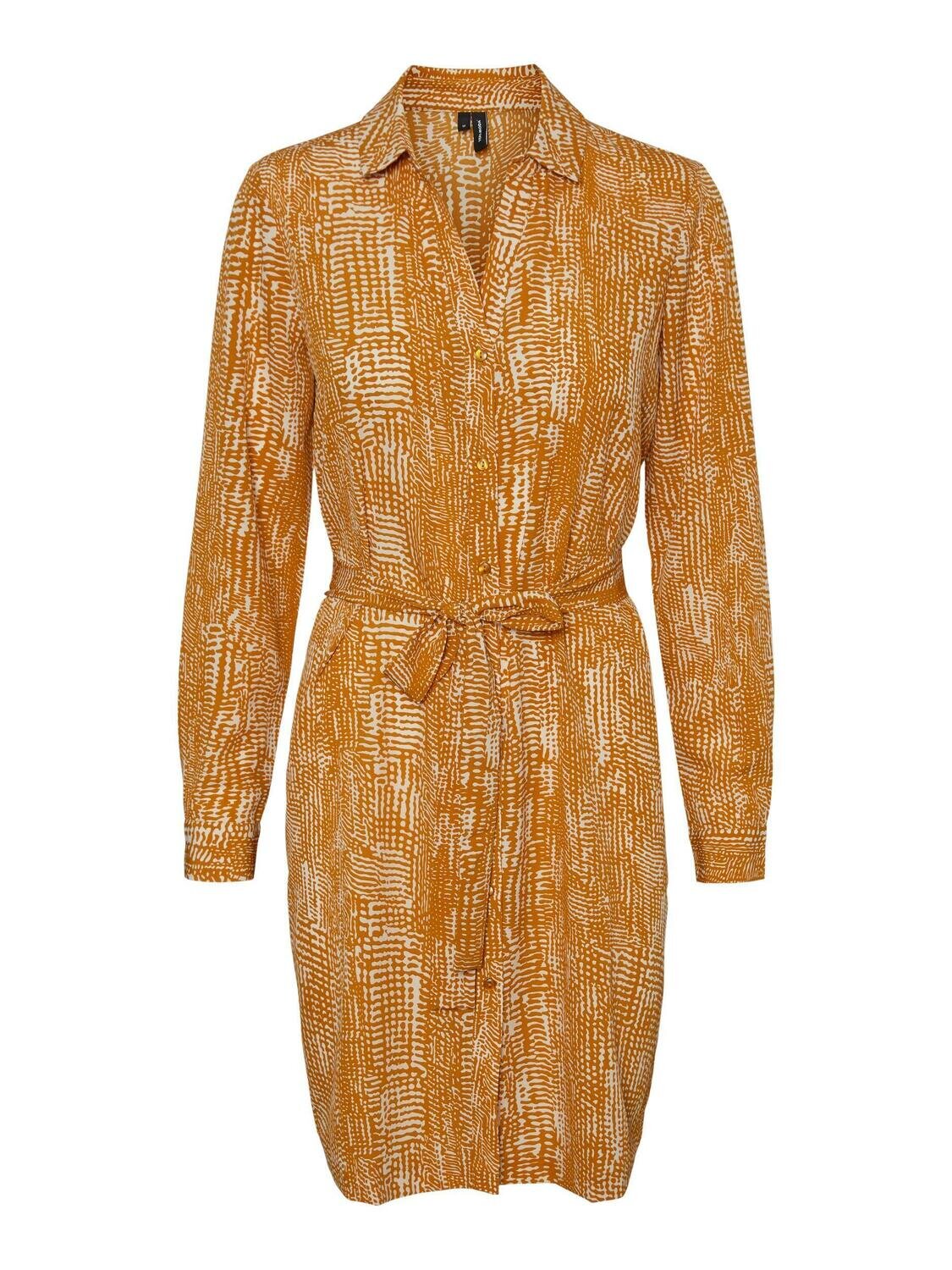 VMVIBE LS SHORT SHIRT DRESS WVN GA Buckthorn Brown/VALL