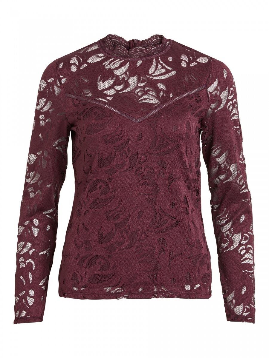VISTASIA LACE L/S TOP - NOOS Wine Red