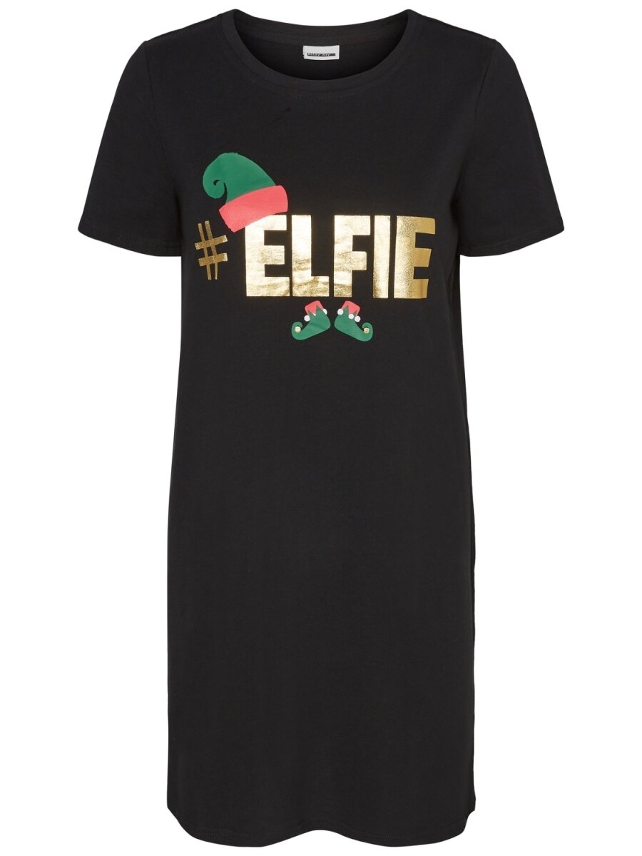 NMNOVELTY S/S ELFIE SHORT DRESS 6 Blac