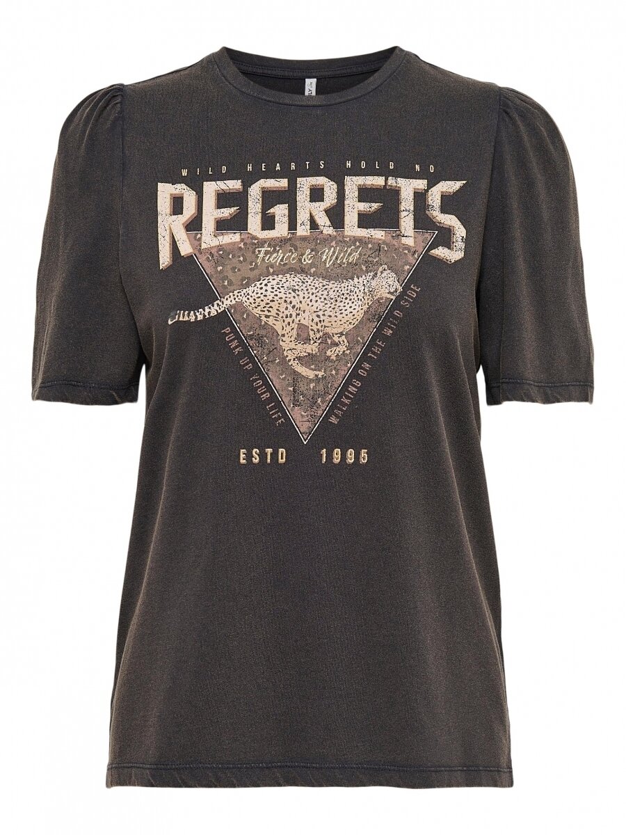 ONLLUCY LIFE REG S/S PUFF LEO TOP JRS Black-regrets