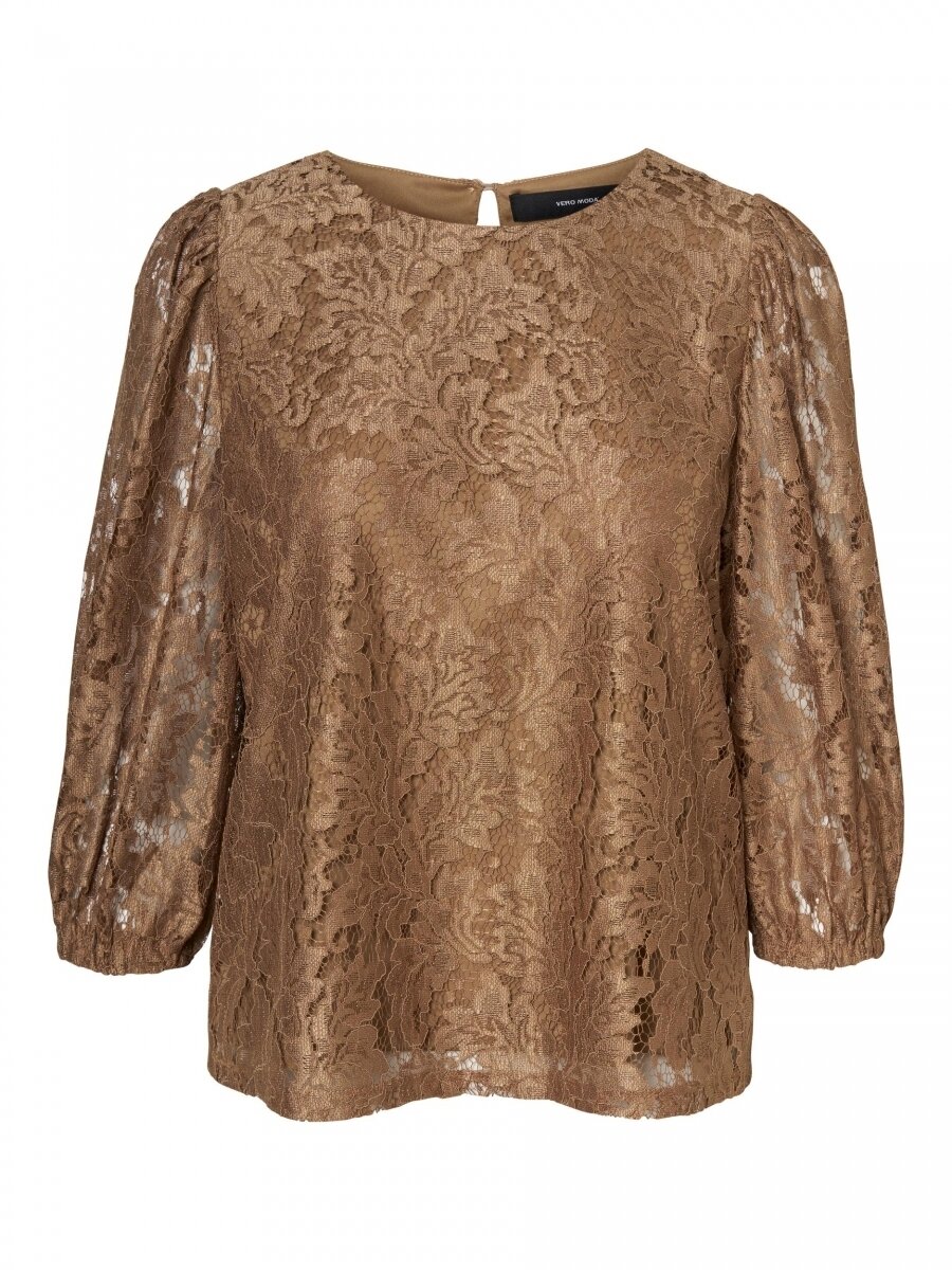VMBONNA 3/4 LACE TOP WVN BF Sepia Tint