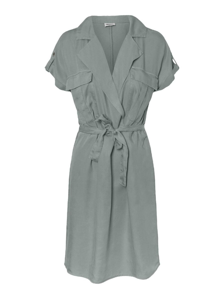 NMVERA S/S ENDI TENCEL SHIRT DRESS CLR Slate Gray