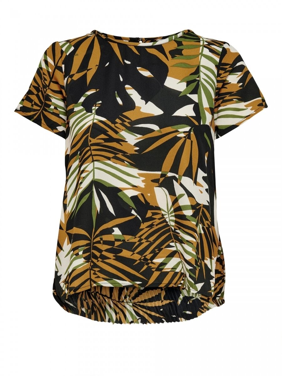 ONLLIBBY S/S PLISSE TOP CS WVN Chai Tea/GRAPHIC PAL