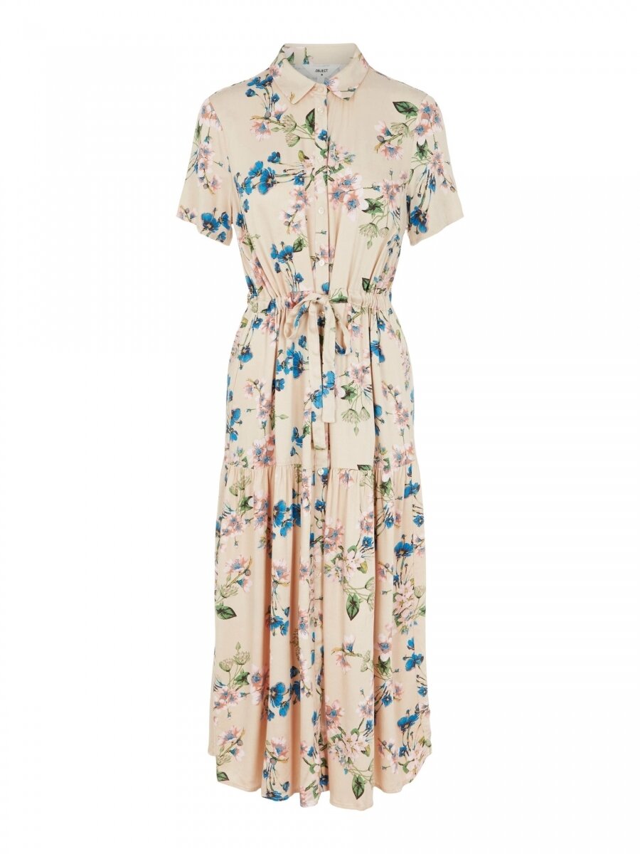 OBJPAREE S/S SHIRT DRESS 114 Sandshell/AOP