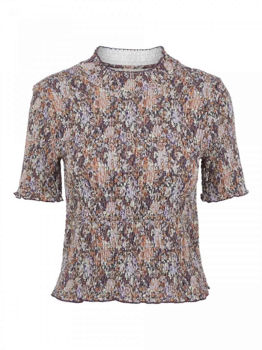 PCLEASTE SS SMOCK TOP BC Black Olive/WITH PUR