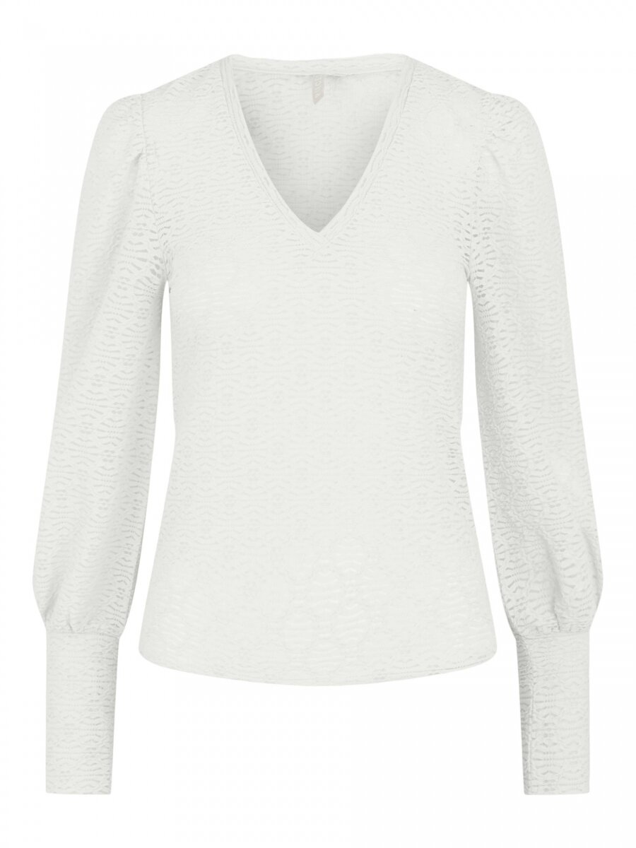 PCGLORIA LS LACE TOP Cloud Dancer