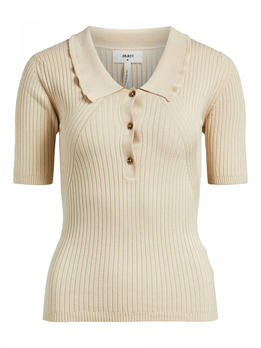 OBJROSALIA KNIT S/S PULLOVER 115 Sandshell