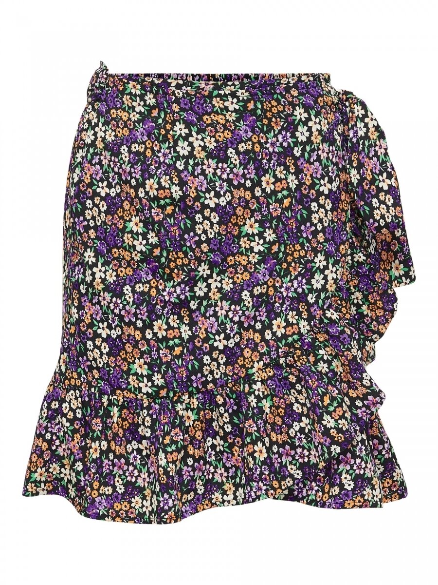 ONLOLIVIA WRAP SKIRT WVN NOOS Black-SHORE FLOWER