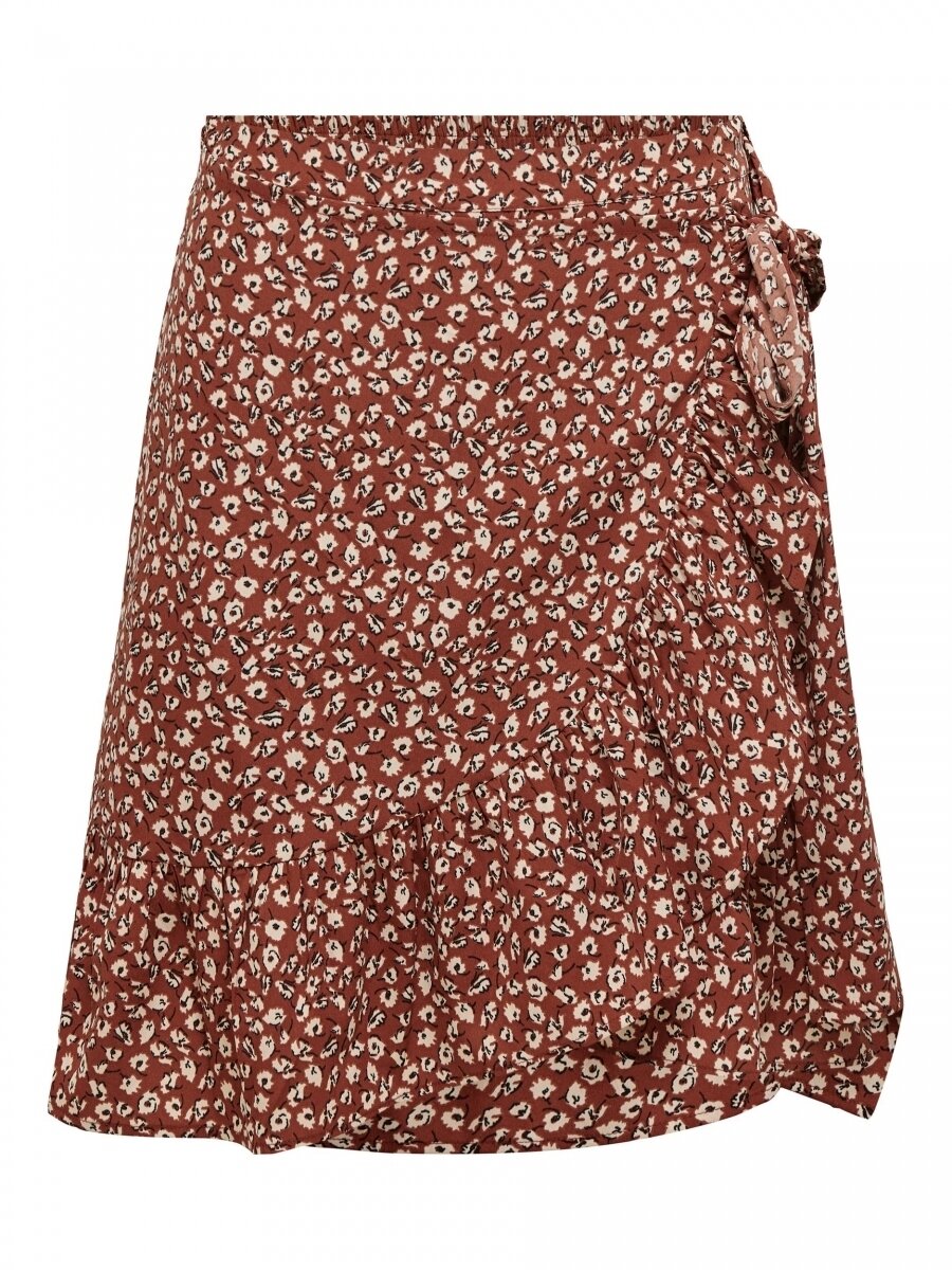ONLOLIVIA WRAP SKIRT WVN NOOS Henna-TWO TONE FLOWER
