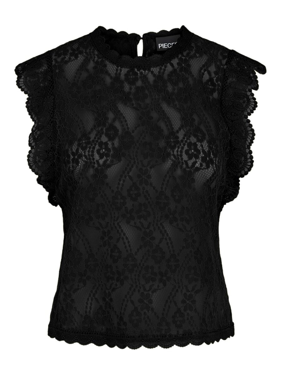 PCTALLIE SL LACE TOP Black