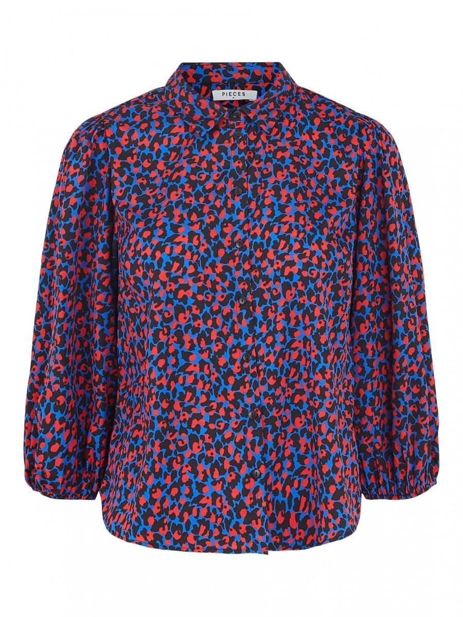 PCROSIA 3/4 PUFF SLEEVED SHIRT D2D DMO Victoria Blue/LEO