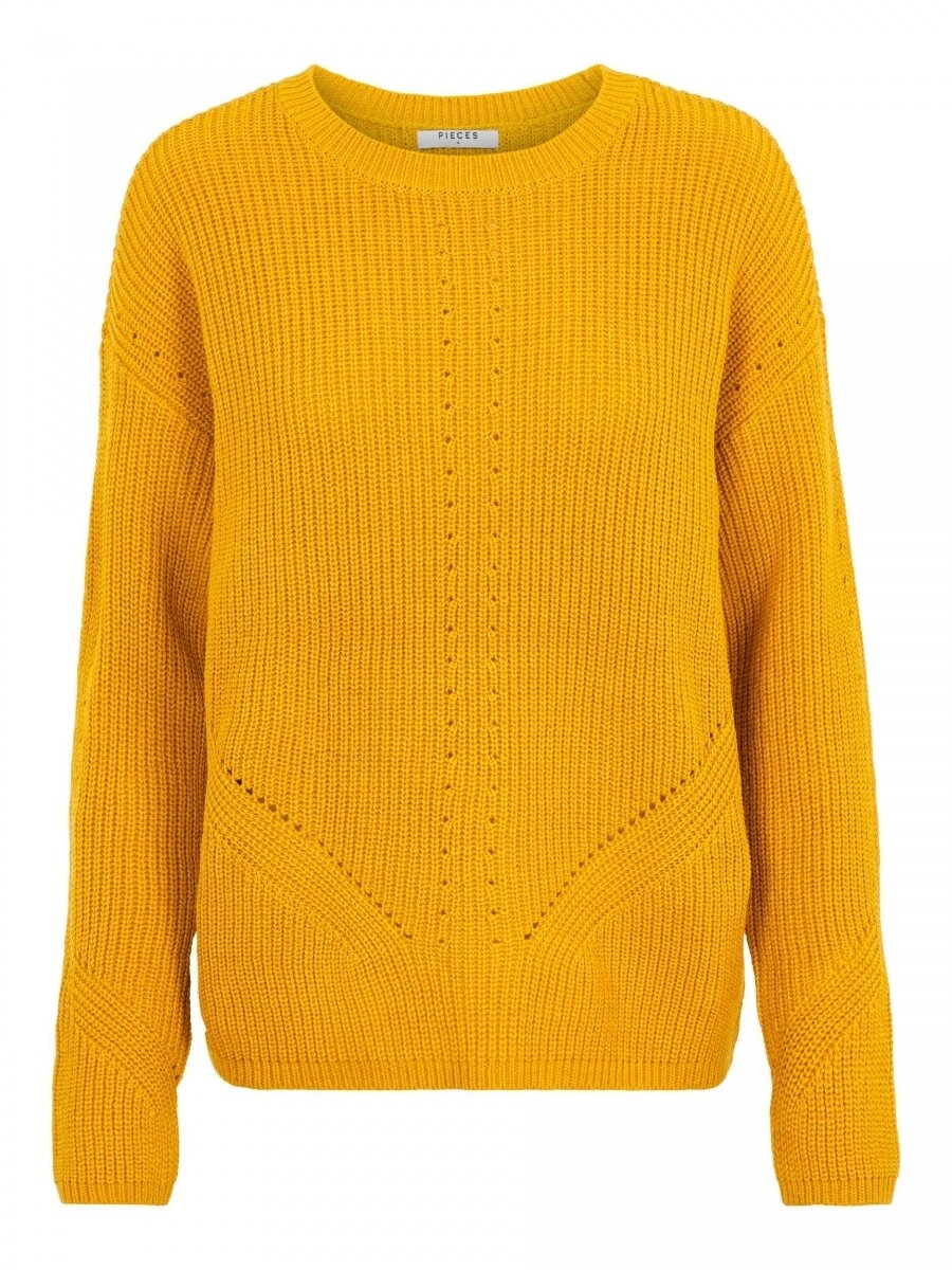 PCKARIE LS O-NECK KNIT NOOS Nugget Gold