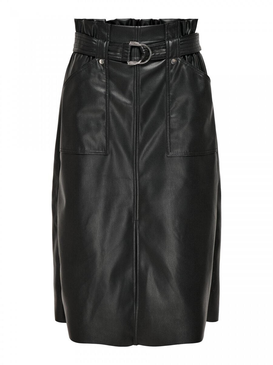 ONLALBA FAUX LEATHER LONG SKIRT OTW Black