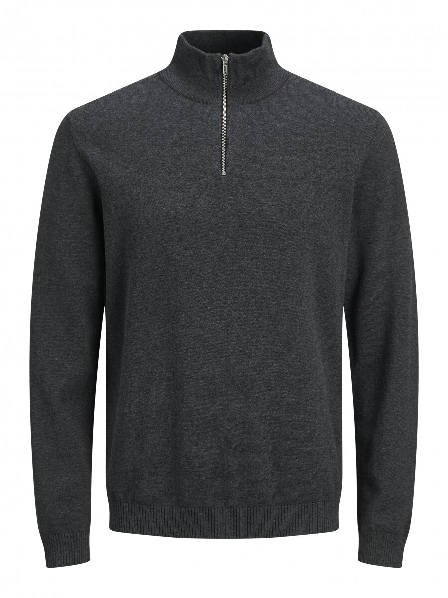 JJEBASIC KNIT HALF ZIP NOOS Dark Grey Melange