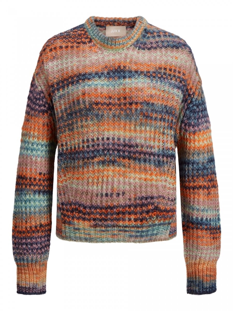 JXSIMONE LS SPACE DYE CNECK KNIT NOOS Red Orange//multi sp