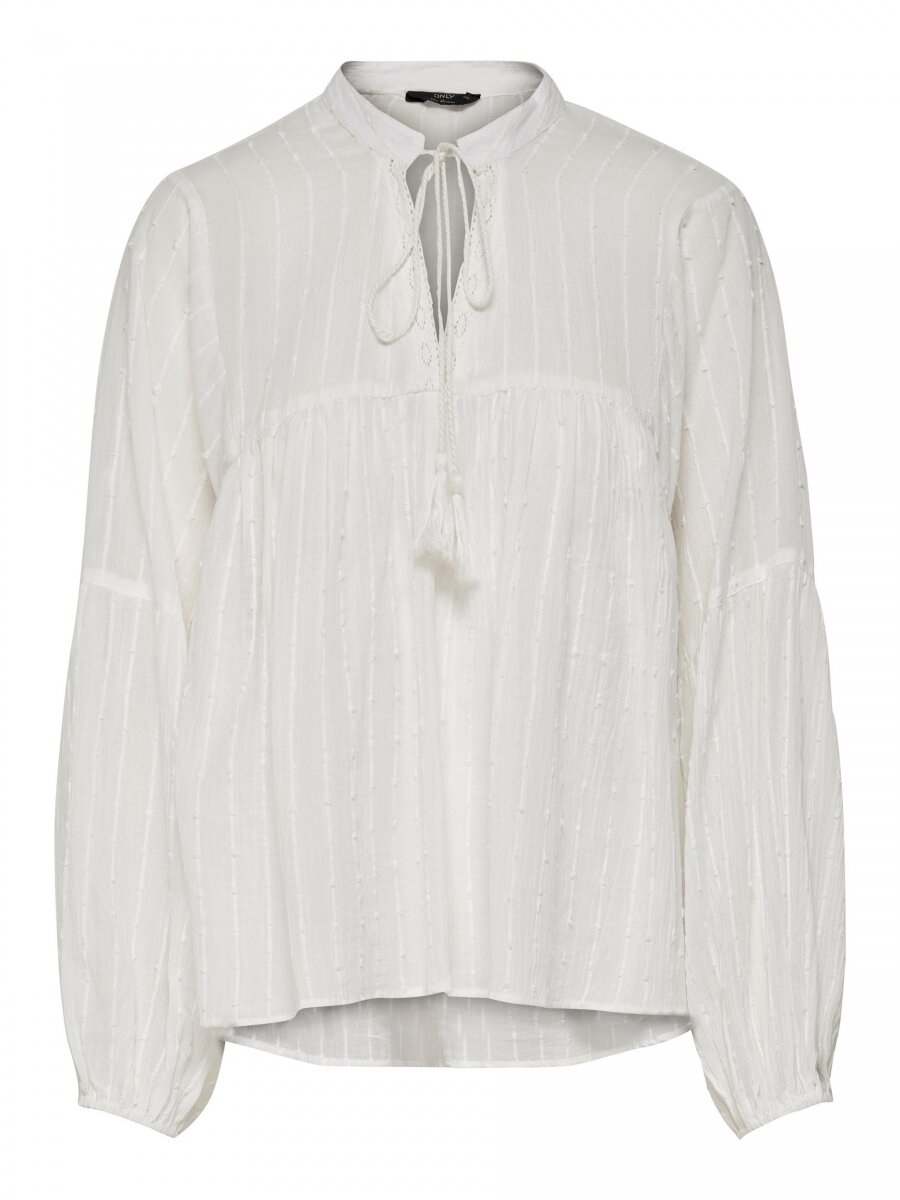 ONLNEW ELISA LIFE LS STRI DOT DNM BLOUSE ecru