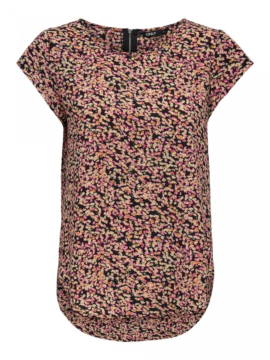 ONLVIC SS AOP TOP NOOS WVN Black-SCARLET NEON DITSY