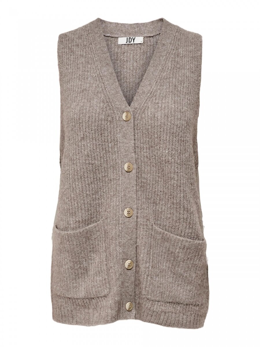 JDYHUDSON LIFE S/L BUTTON VEST KNT Iron/MELANGE