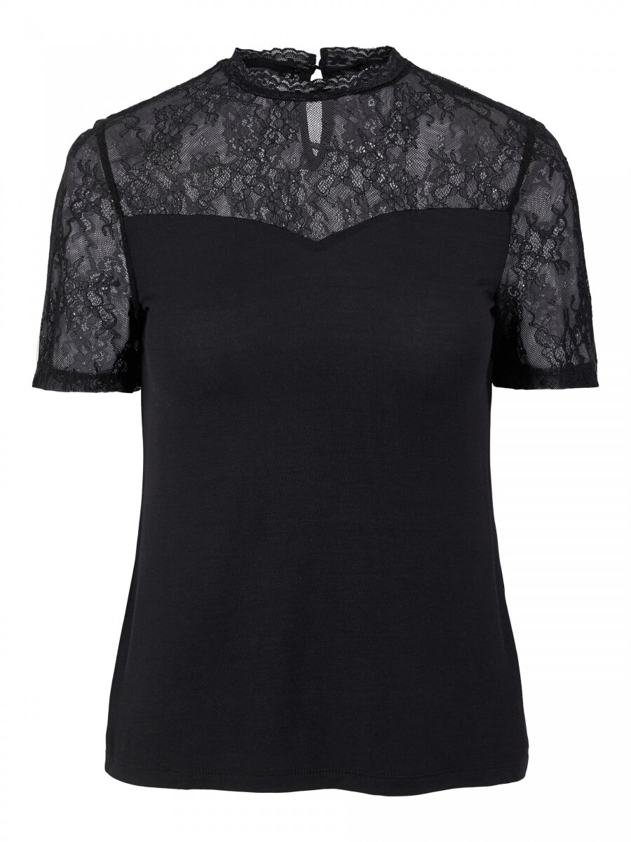 PCPINA SS LACE TOP NOOS Black
