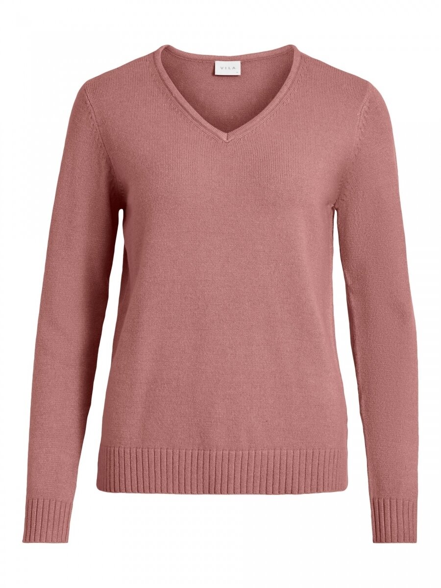 VIRIL V-NECK L/S KNIT TOP - NOOS OLD rose Melange
