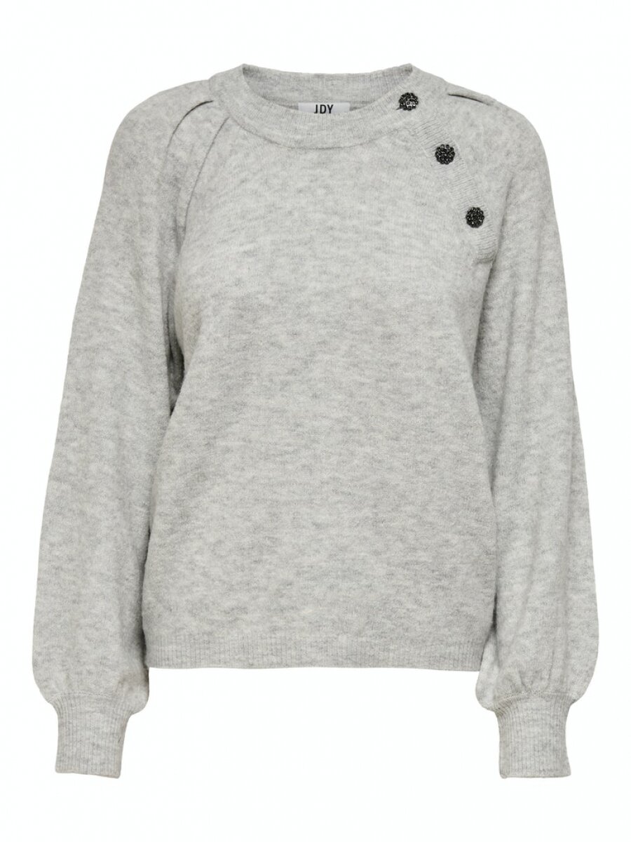 JDYANDREA L/S BUTTON RAGLAN PULLOVER KNT Light Grey Melange