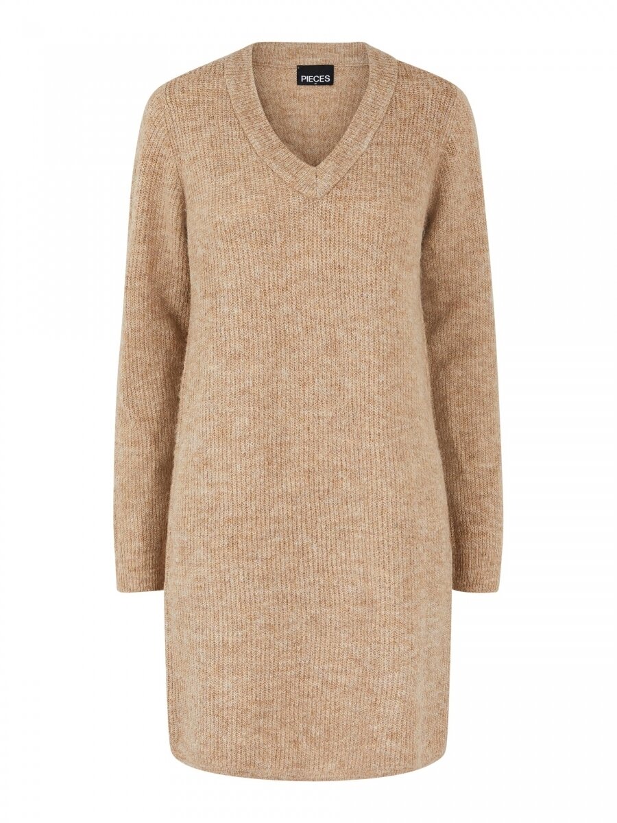 PCELLEN LS V-NECK KNIT DRESS NOOS BC Silver Mink