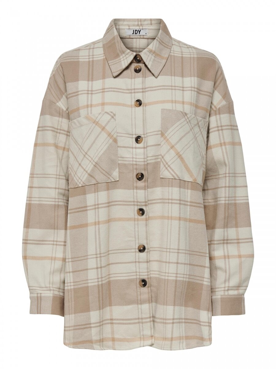 JDYFREYA L/S FLANNEL SHIRT WVN Oatmeal/TAUPE GRAY &amp;