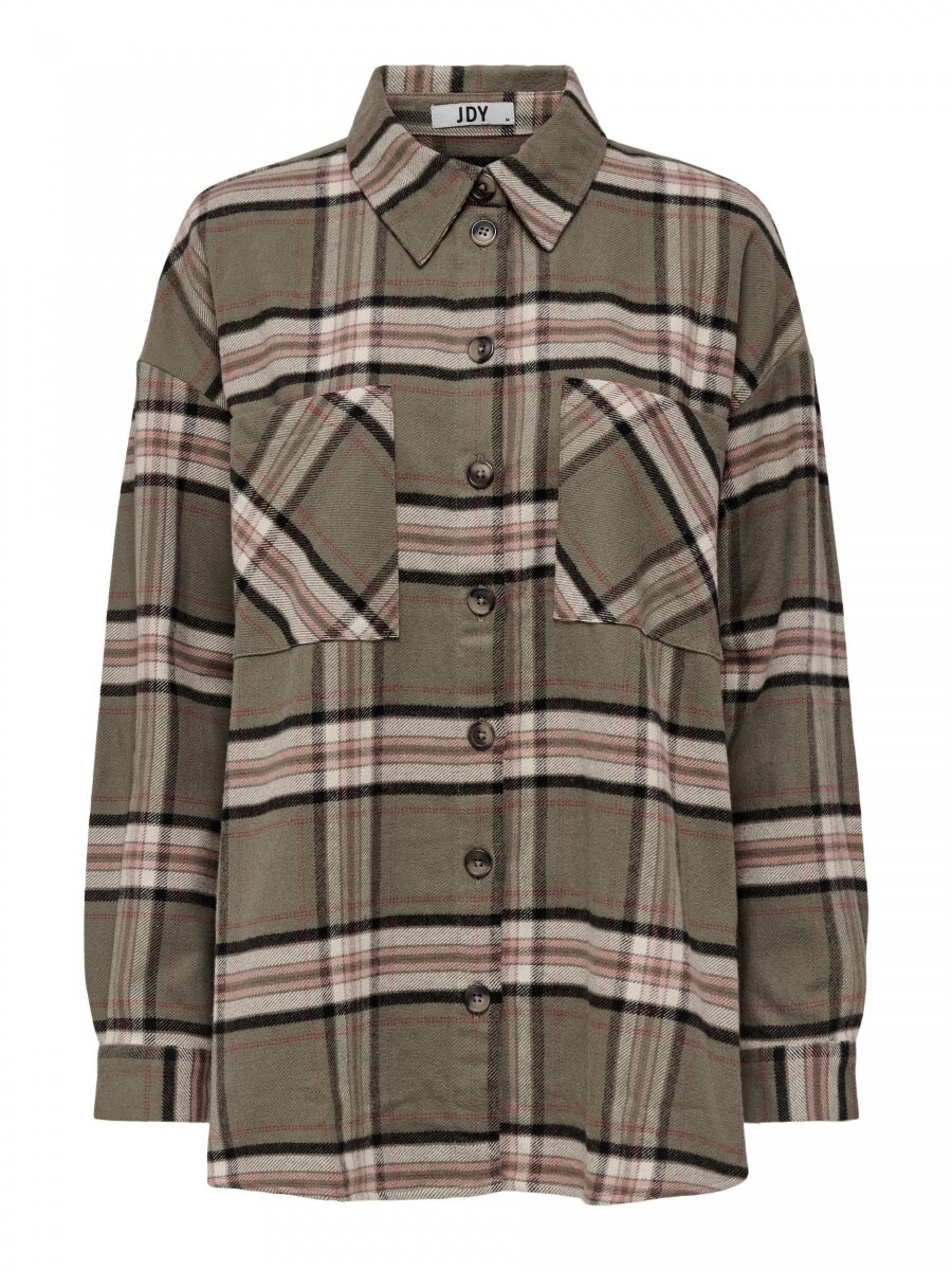 JDYFREYA L/S FLANNEL SHIRT WVN Oatmeal/DUSTY OLIVE