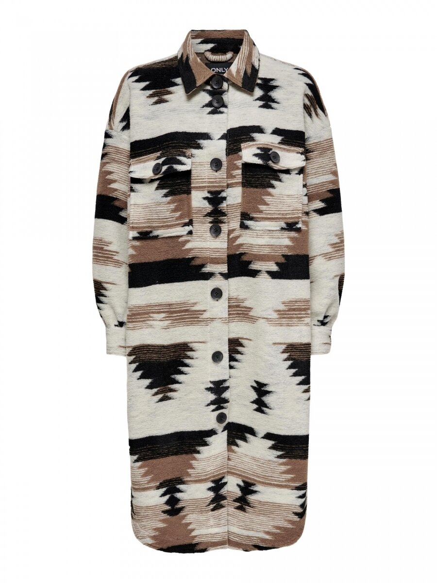 ONLANDREA X-LONG SHACKET OTW Pumice Stone-Navajo- BLACK