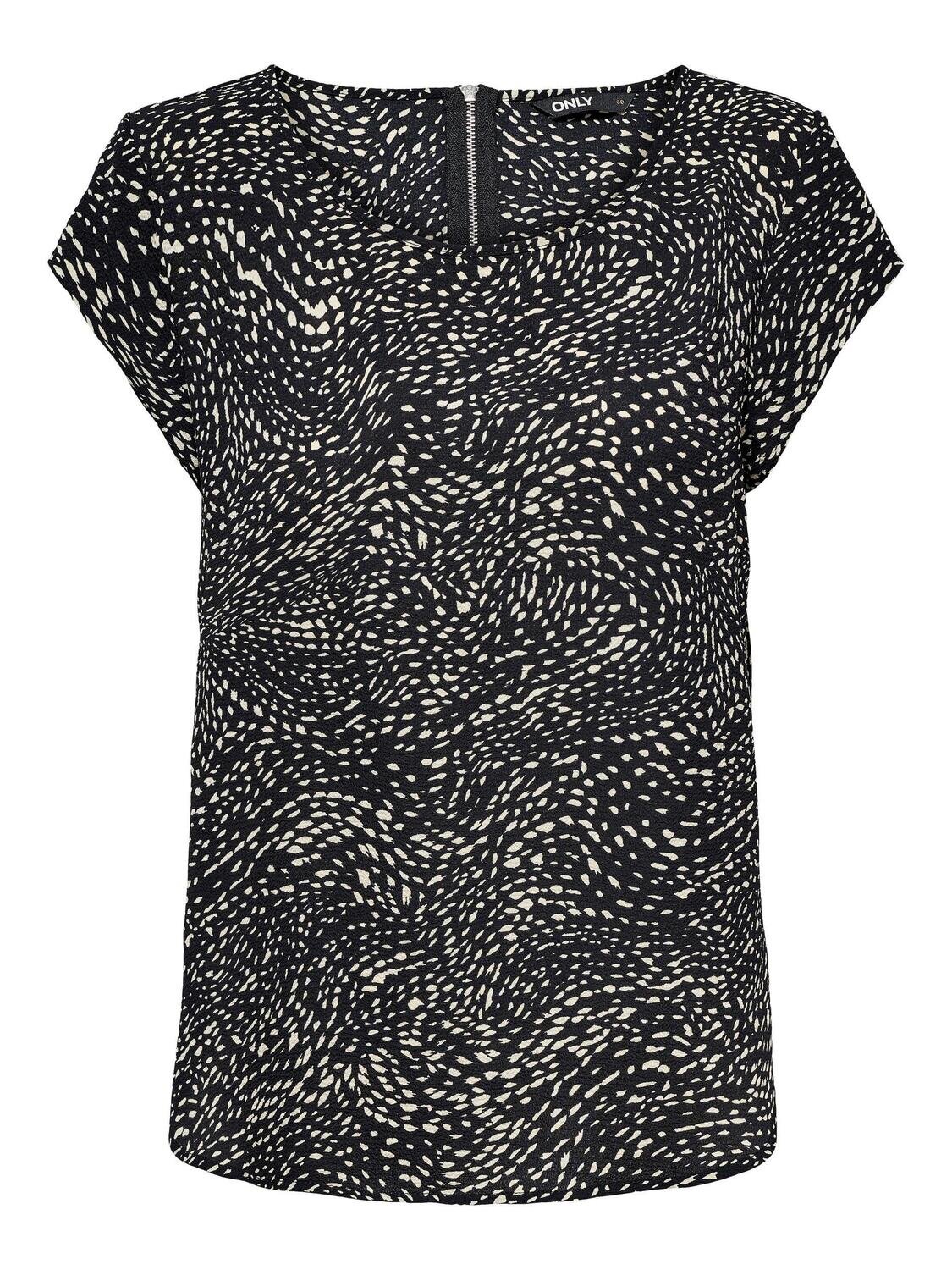 ONLVIC SS AOP TOP NOOS PTM Black-BLURRY DOT