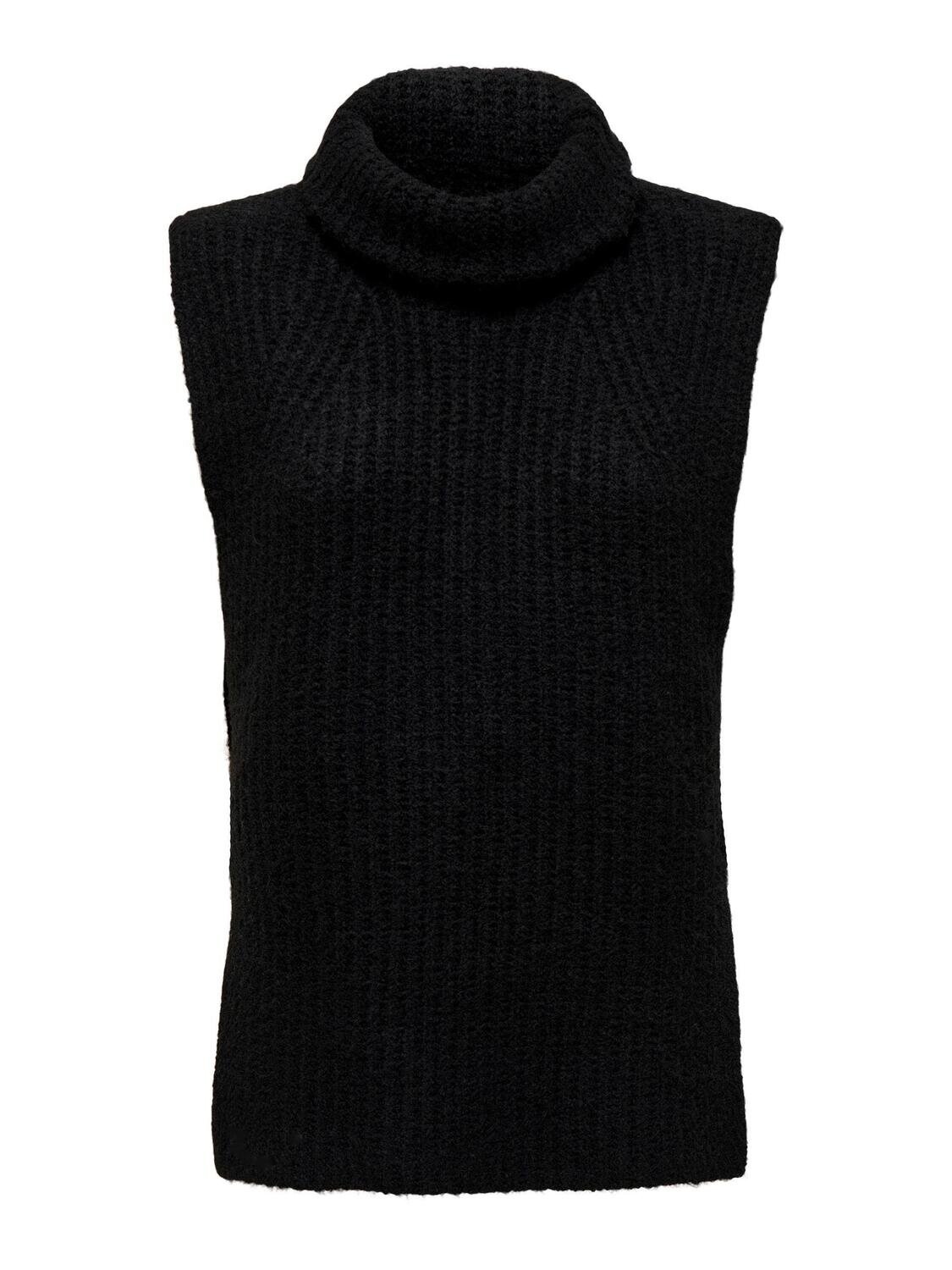 JDYBECCA LIFE S/L ROLL NECK VEST KNT Black
