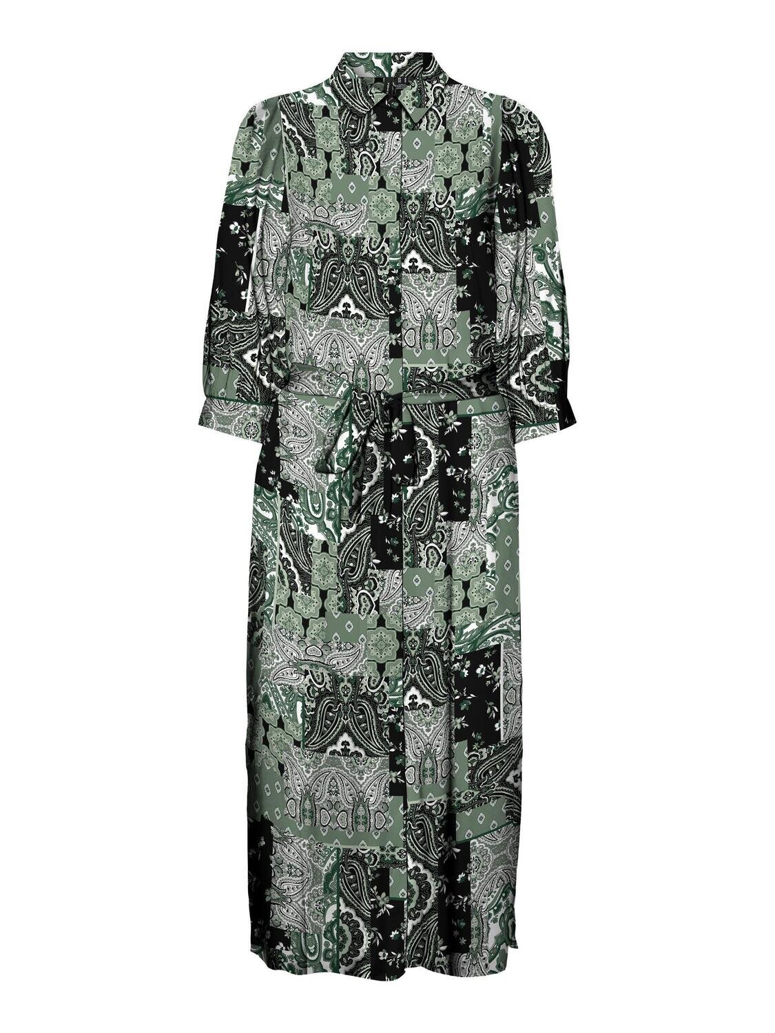 VMGIGI 3/4 CALF SHIRT DRESS WVN GA Laurel Wreath/Gigi