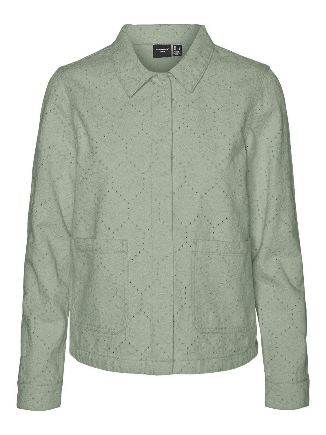 VMSMILLA LS LOOSE EMB JACKET LCS Desert Sage-EMBRODERI