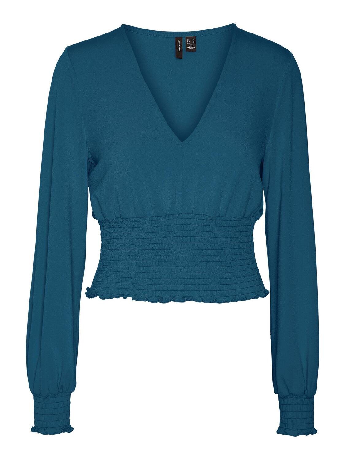 VMALBERTA L/S V-NECK SMOCK TOP SB1 Moroccan Blue