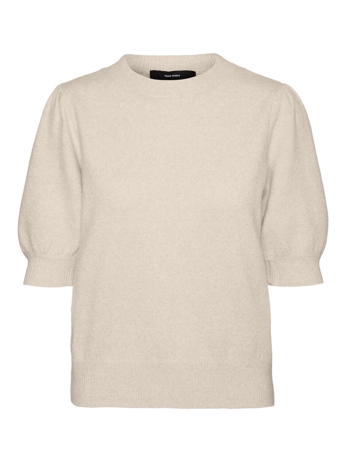 VMDOFFY SS O-NECK PUFF BLOUSE GA Birch/MELANGE
