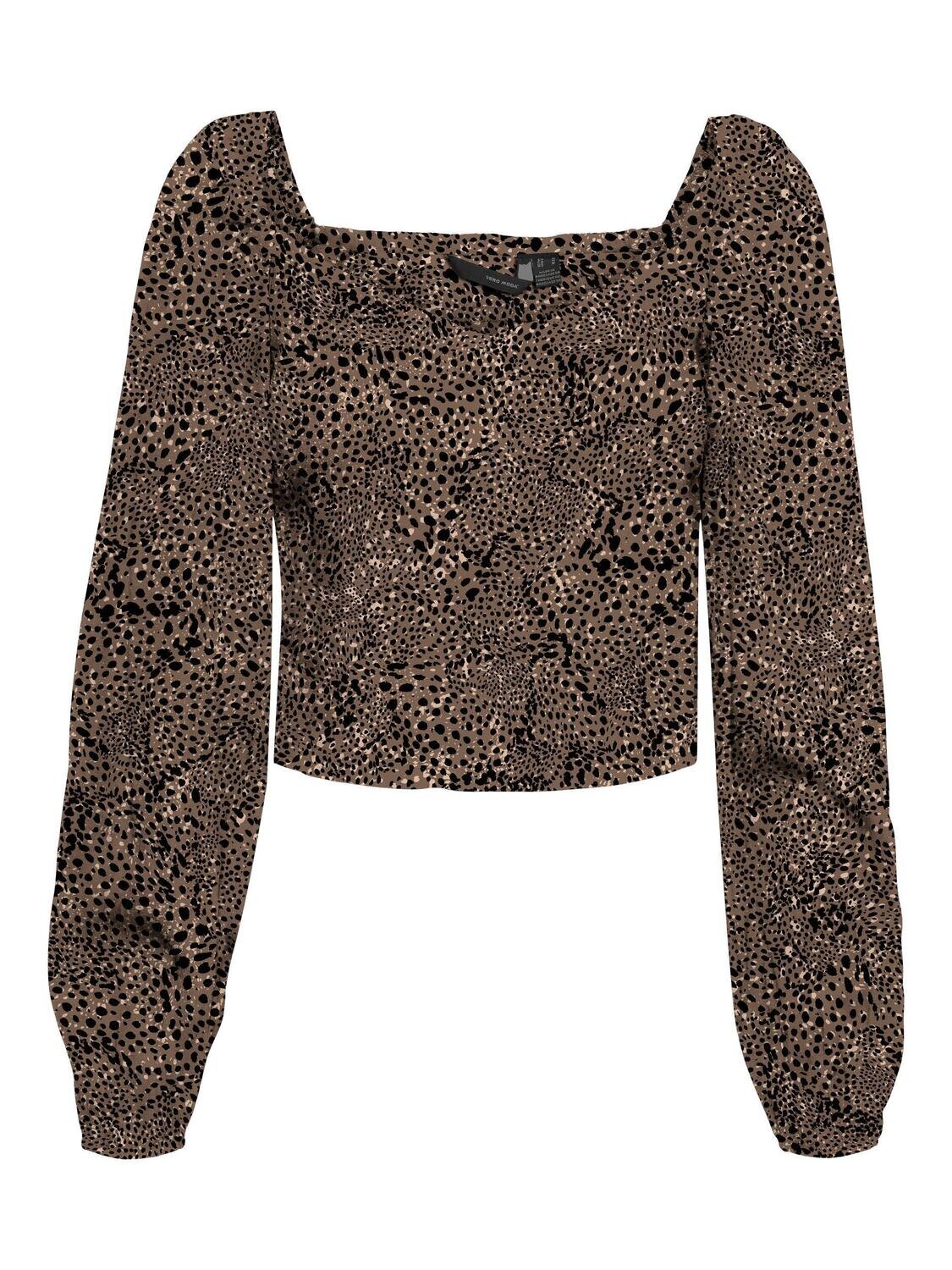 VMANNA LS CROP TOP WVN GA Fossil/DONA