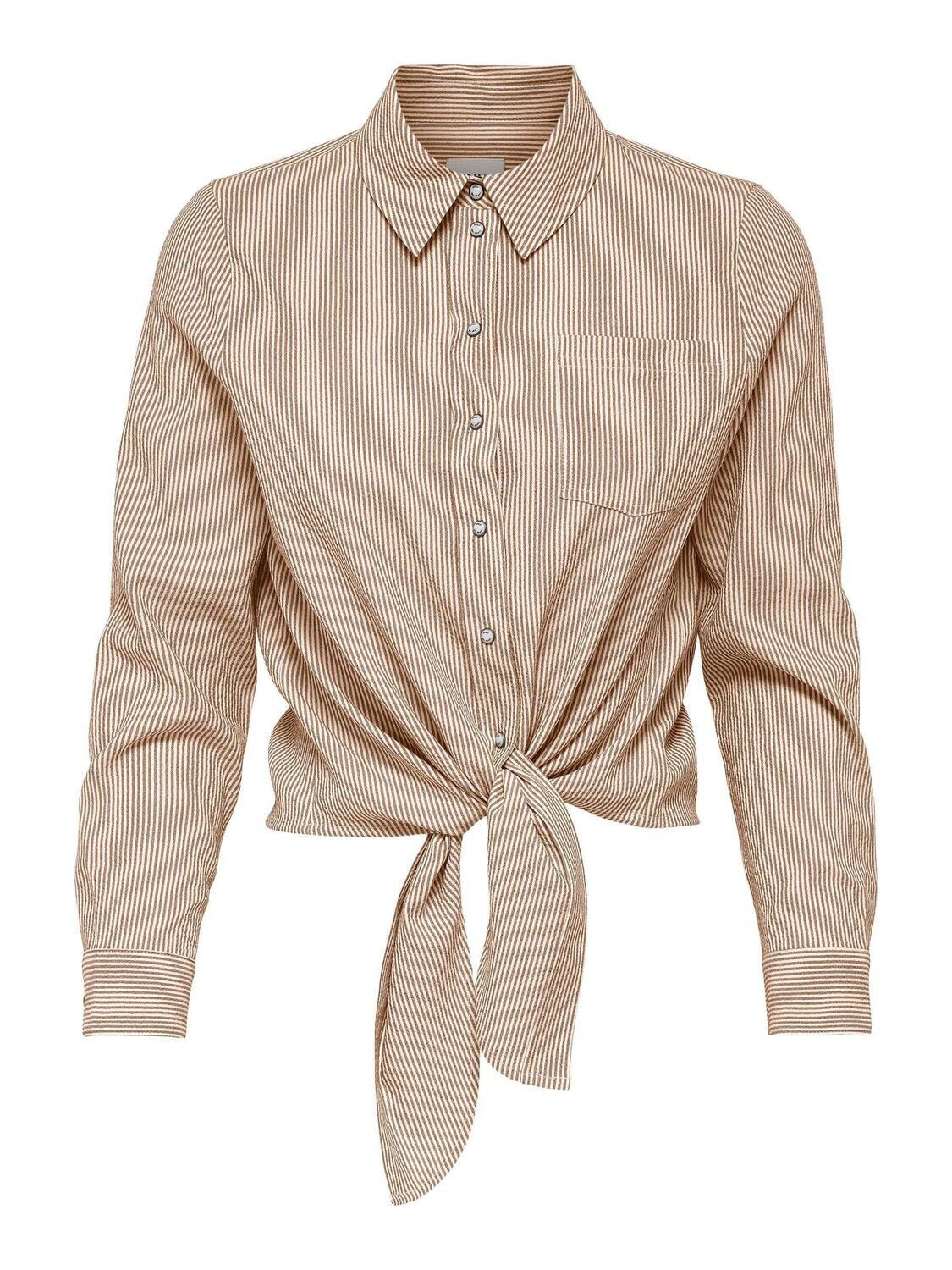 ONLLECEY LS KNOT SHIRT NOOS Toasted Coconut-CLOUD DANCER