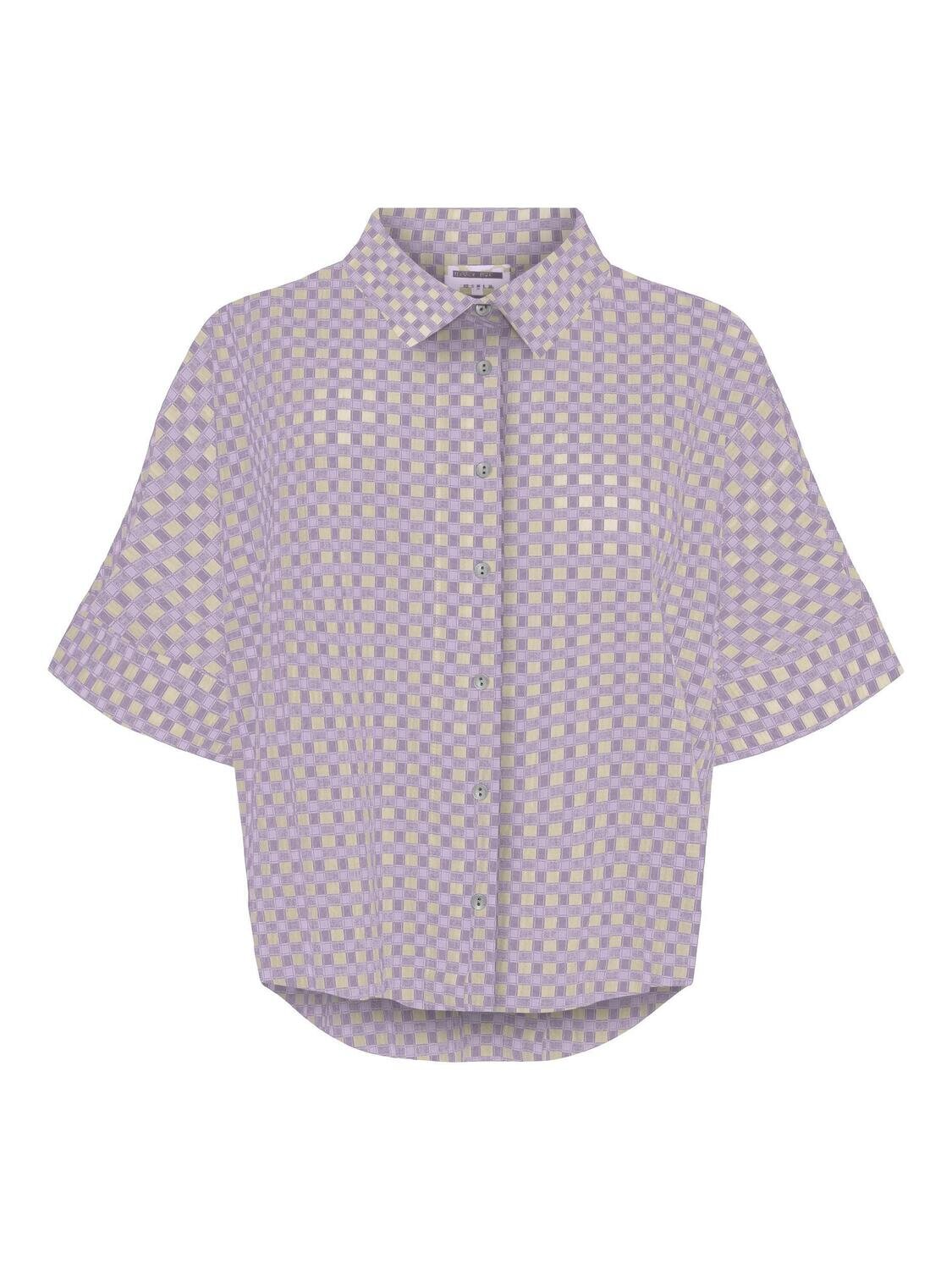 NMJONNA 2/4 BOXY SHIRT KO Pastel Lilac/WHITE