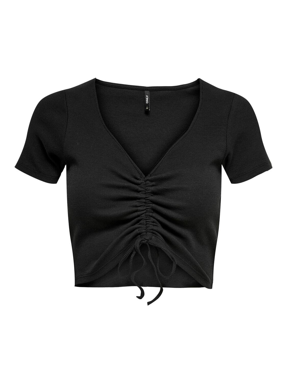 ONLMIA S/S LONG RUCHING TOP CS JRS Black
