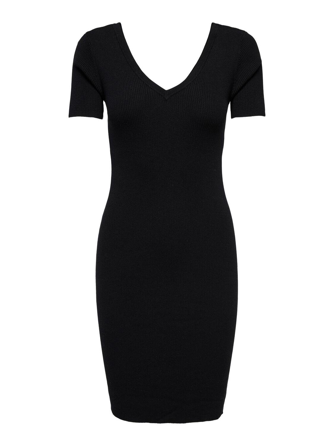 JDYNANNA S/S V-NECK DRESS KNT Black