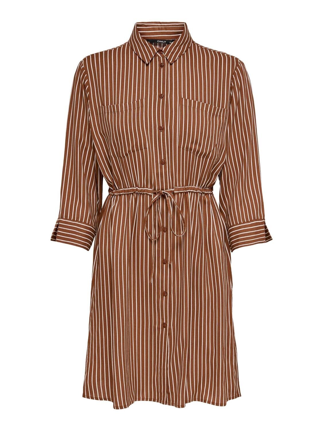 ONLTAMARI 3/4 SHIRT DRESS WVN NOOS Tortoise Shell-CLOUD DANCER