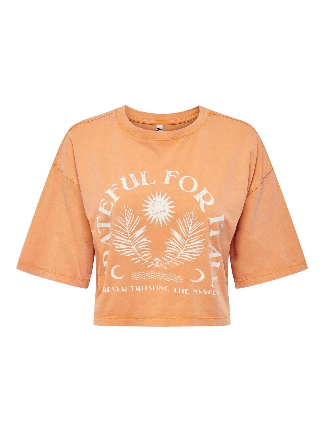 JDYFAROCK S/S SHORT PRINT TOP JRS Buckskin/GRATEFUL