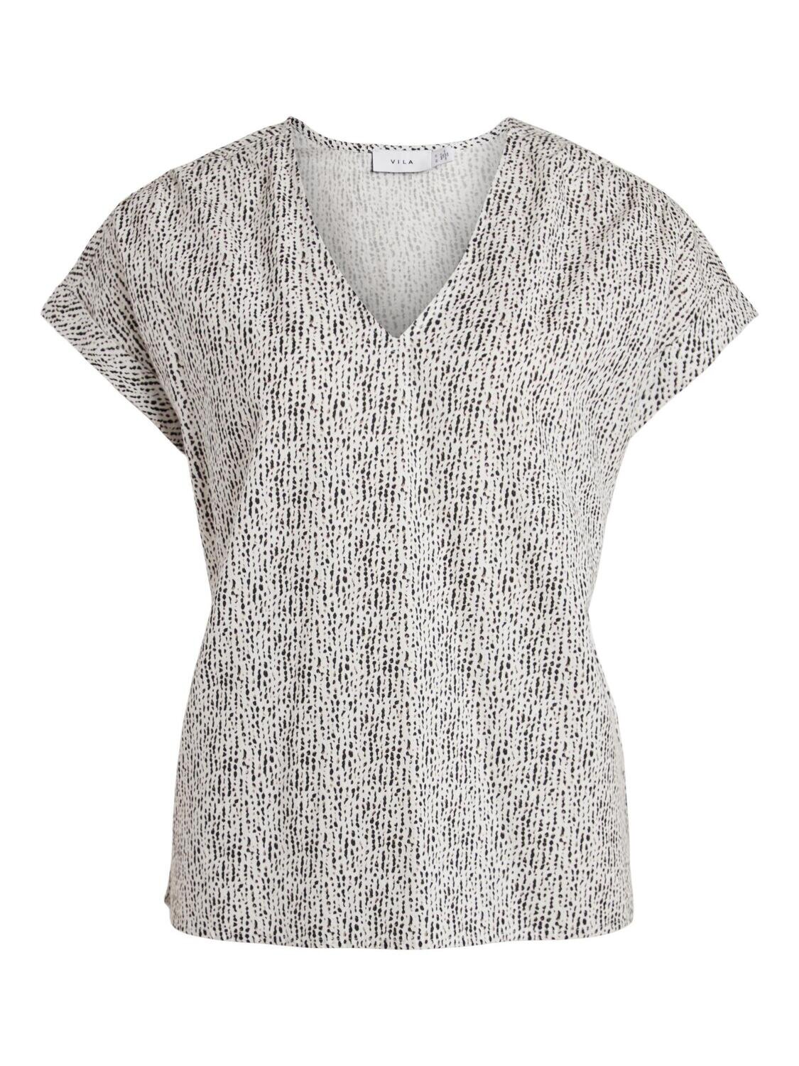VICHELLIE V-NECK S/S TOP Cloud Dancer/SILA