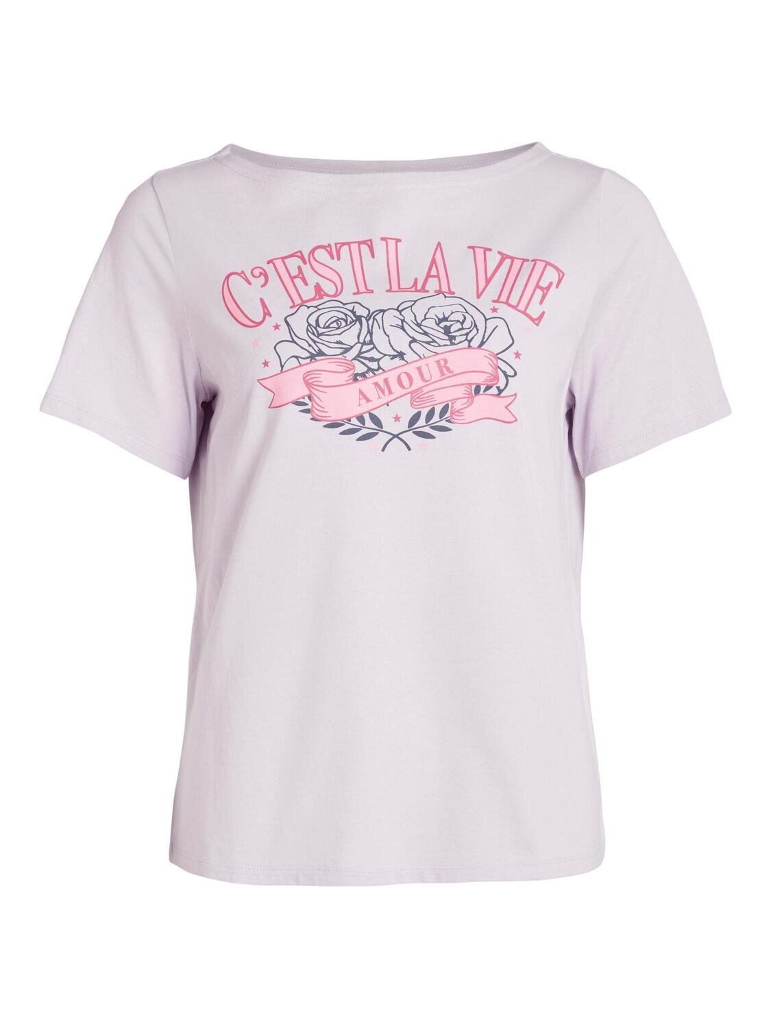 VIPRINTY BOATNECK S/S REGULAR T-SHIRT/LC Pastel Lilac-CEST LA VIE