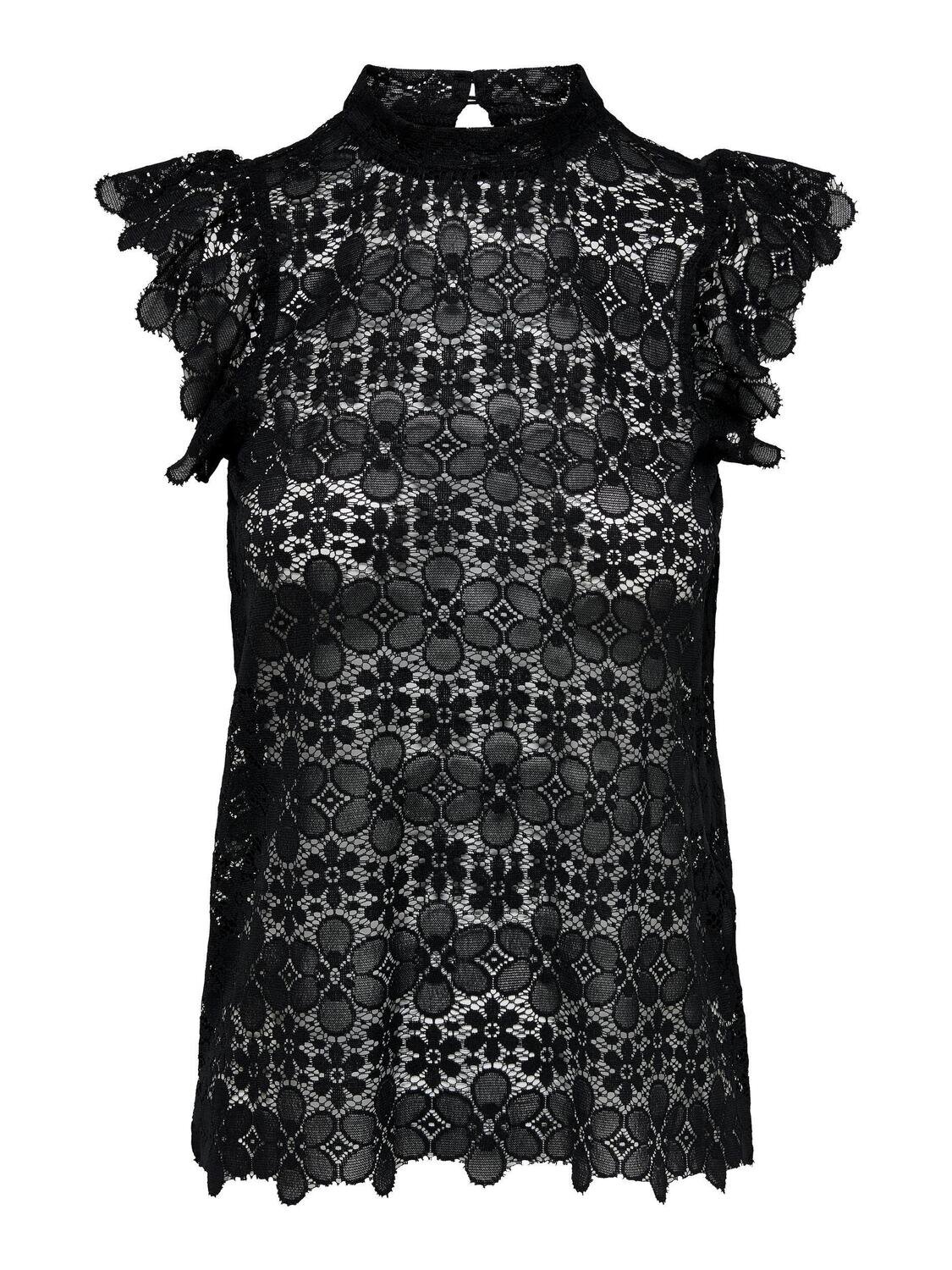 JDYBLOND S/L LACE TOP JRS NOOS Black-DTM BUTTON